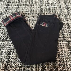 Black Pants with Plaid Accents